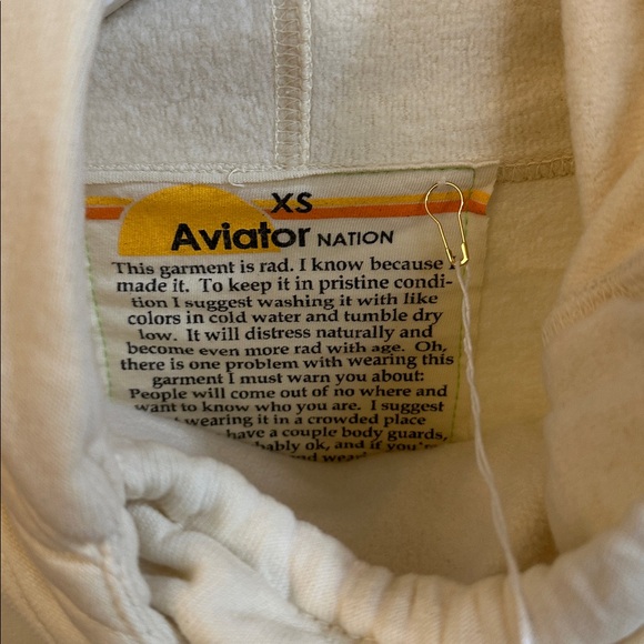 Aviator Nation Cream Hoodie with Embroidered Logo - Picture 3 of 5